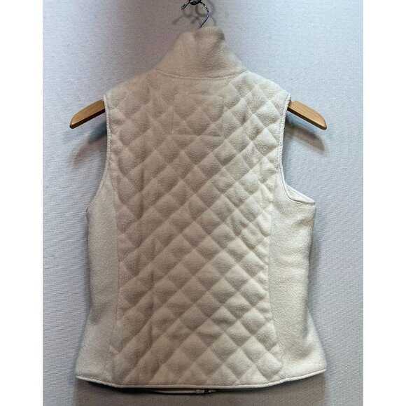 Abercrombie & Fitch Women Quilted Sherpa Vest Jacket Small Ivory Full Zip Winter - Picture 9 of 11